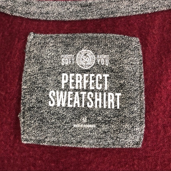 SO perfect sweatshirt pullover color block varsity stripe burgundy maroon top M - Picture 9 of 9